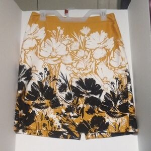 Van Heusen Yellow and Black Floral Skirt